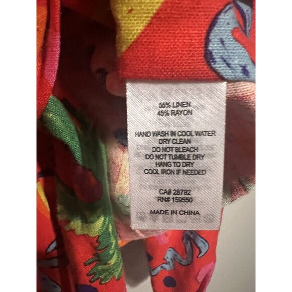 Maison d' Amelie Paris Women’s Small Funky Print Tie Front Linen Crop Top Blouse - Picture 4 of 5